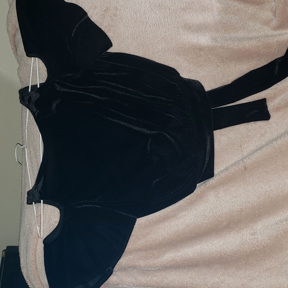 Black velvet off the shoulder top, size small